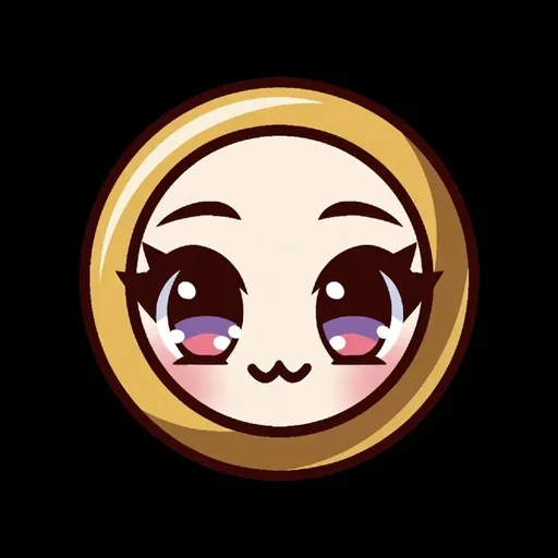 The original Miss Ring character: a gold ring seen face-on, holding a round cream face with large lashed eyes and a small smile
